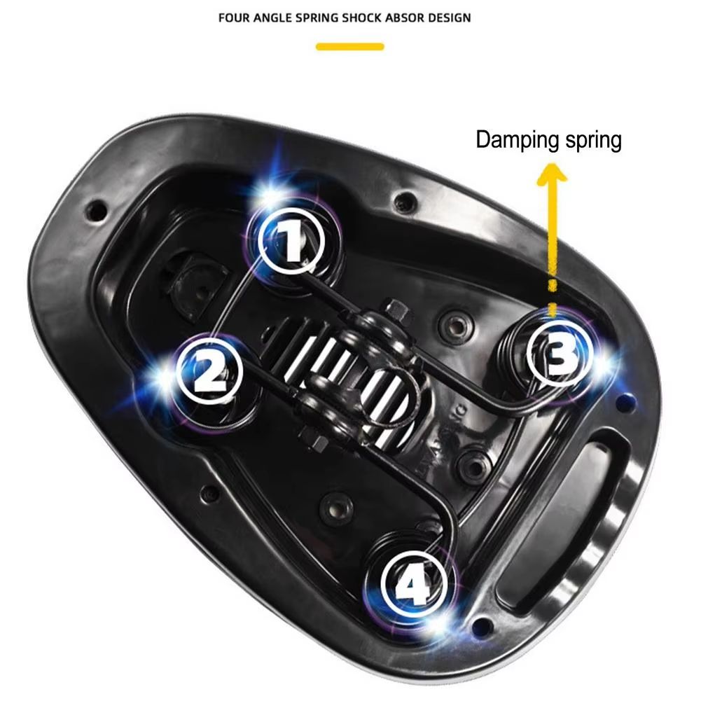 ComfortRide Soft Bike Seat – Wide Mountain Bike Saddle with Four-Corner Spring Suspension & Breathable Cushion