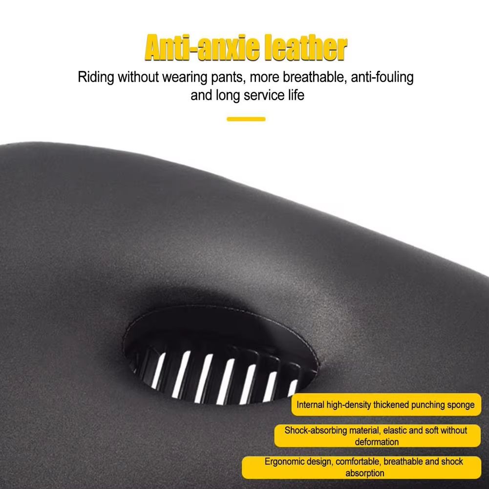 ComfortRide Soft Bike Seat – Wide Mountain Bike Saddle with Four-Corner Spring Suspension & Breathable Cushion