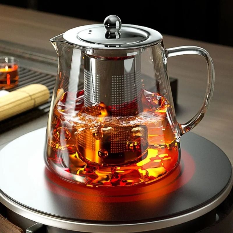 Heat Resistant Glass Teapot with Stainless Steel Infuser – Elegant Kung Fu Teaware for Loose Leaf Tea