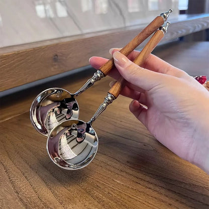 Stainless Steel Retro Rosewood Style Spoon for Soup and Dessert