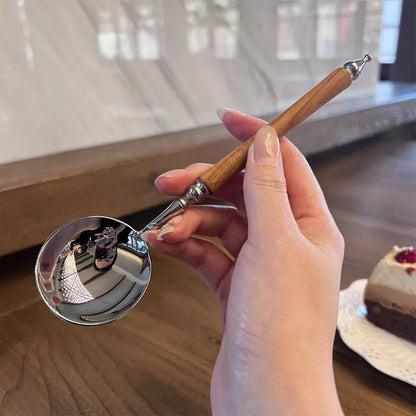 Stainless Steel Retro Rosewood Style Spoon for Soup and Dessert