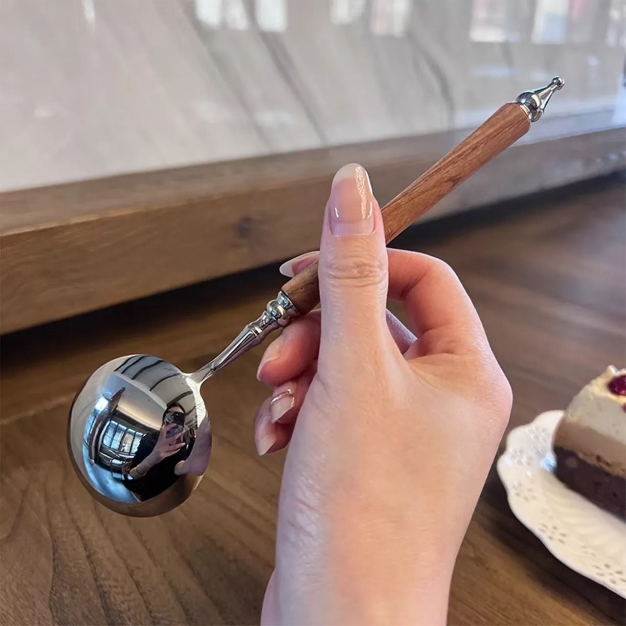 Stainless Steel Retro Rosewood Style Spoon for Soup and Dessert