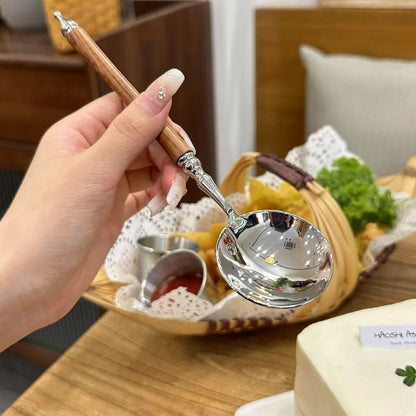 Stainless Steel Retro Rosewood Style Spoon for Soup and Dessert