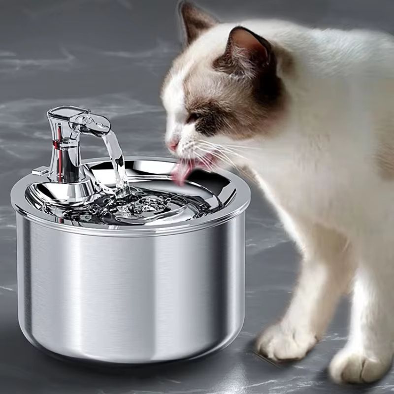 2L Stainless Steel Automatic Cat Water Fountain – Pet Drinking Dispenser with Sensor & Heater