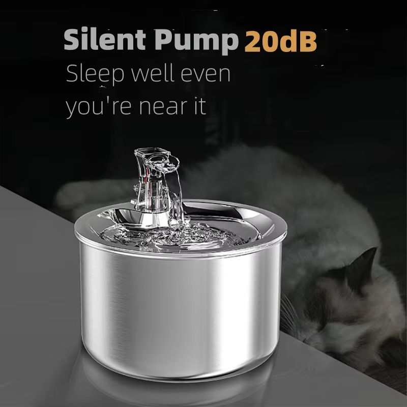 2L Stainless Steel Automatic Cat Water Fountain – Pet Drinking Dispenser with Sensor & Heater