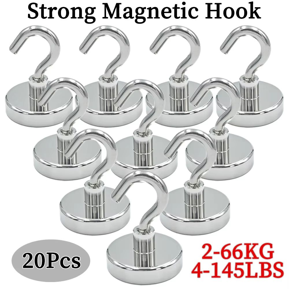 Magnetic Hooks Heavy Duty Neodymium - Super Strong Hanging Solution (10/20 Pcs Set)