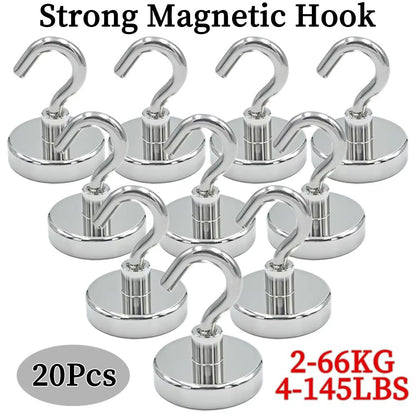 Magnetic Hooks Heavy Duty Neodymium - Super Strong Hanging Solution (10/20 Pcs Set)