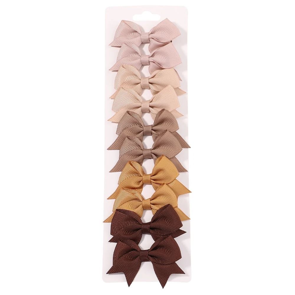 10 Pcs Kids Solid Color Ribbon Bow Hair Clips