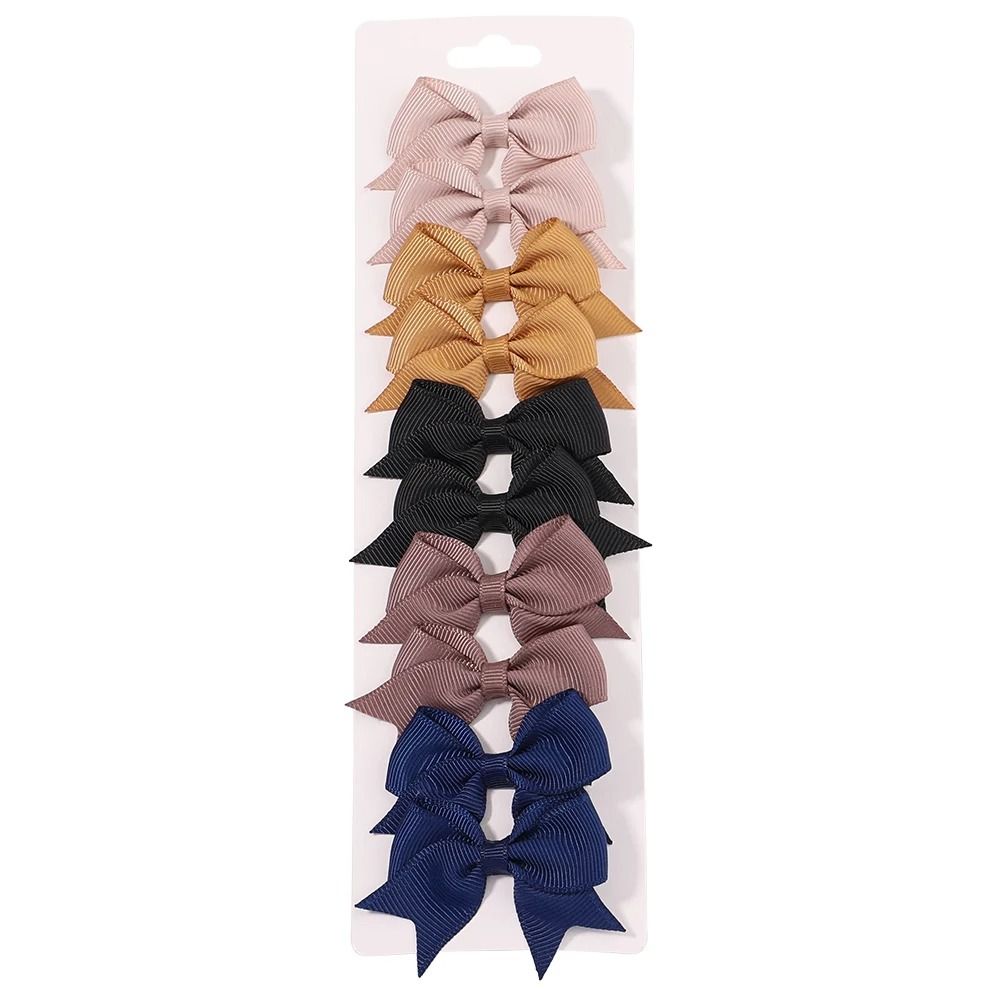 10 Pcs Kids Solid Color Ribbon Bow Hair Clips