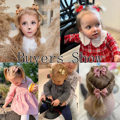 10 Pcs Kids Solid Color Ribbon Bow Hair Clips