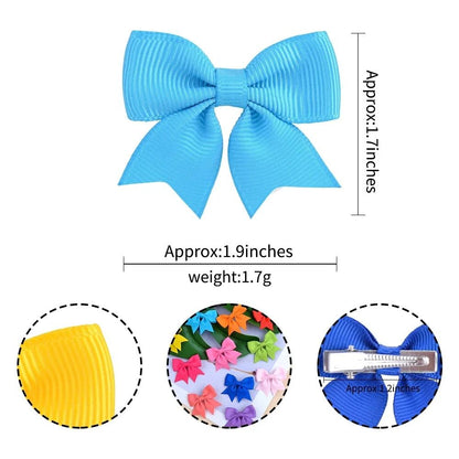 10 Pcs Kids Solid Color Ribbon Bow Hair Clips