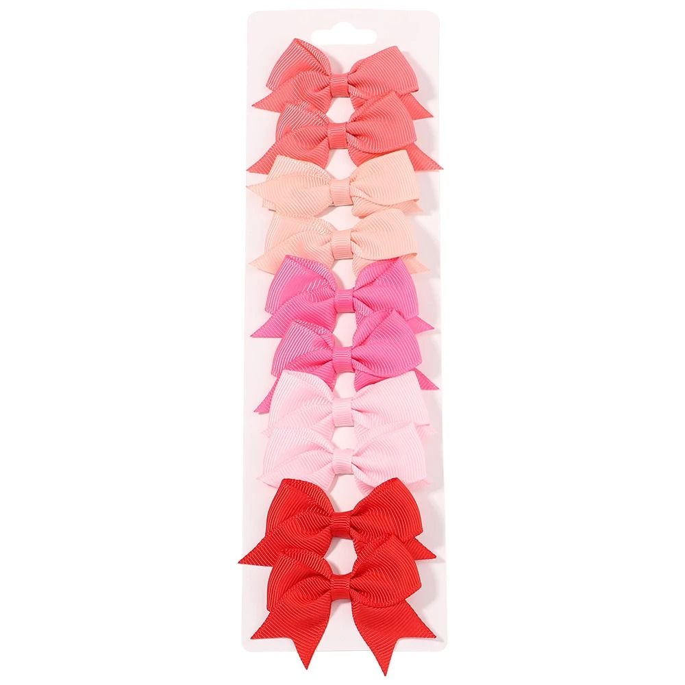 10 Pcs Kids Solid Color Ribbon Bow Hair Clips