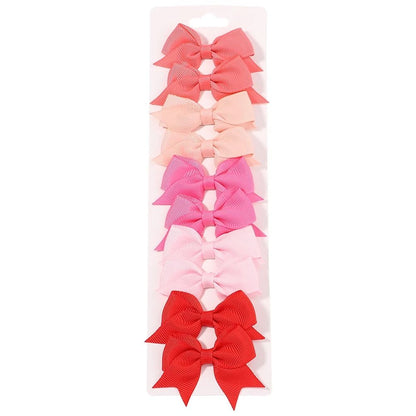 10 Pcs Kids Solid Color Ribbon Bow Hair Clips