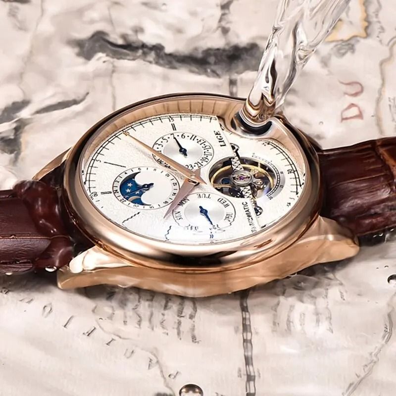 LIGE Men Automatic Mechanical Tourbillon Watch
