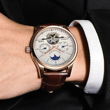 LIGE Men Automatic Mechanical Tourbillon Watch