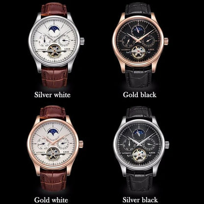 LIGE Men Automatic Mechanical Tourbillon Watch