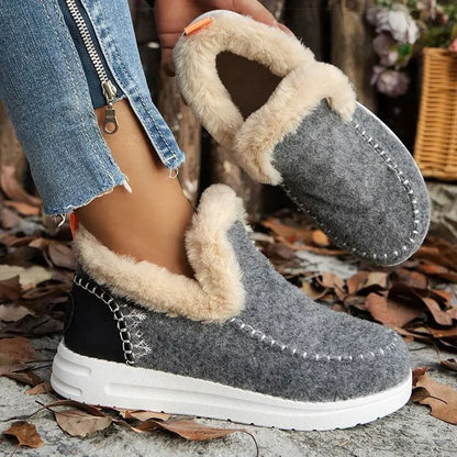 Womens Fur-Lined Winter Ankle Boots Warm Casual Snow Footwear