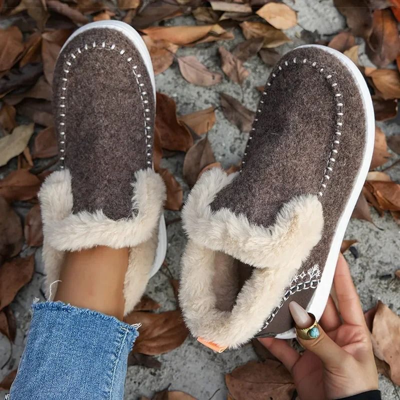 Womens Fur-Lined Winter Ankle Boots Warm Casual Snow Footwear