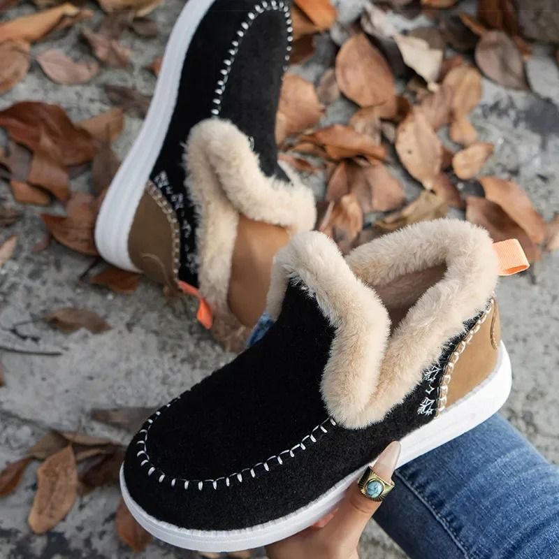 Womens Fur-Lined Winter Ankle Boots Warm Casual Snow Footwear