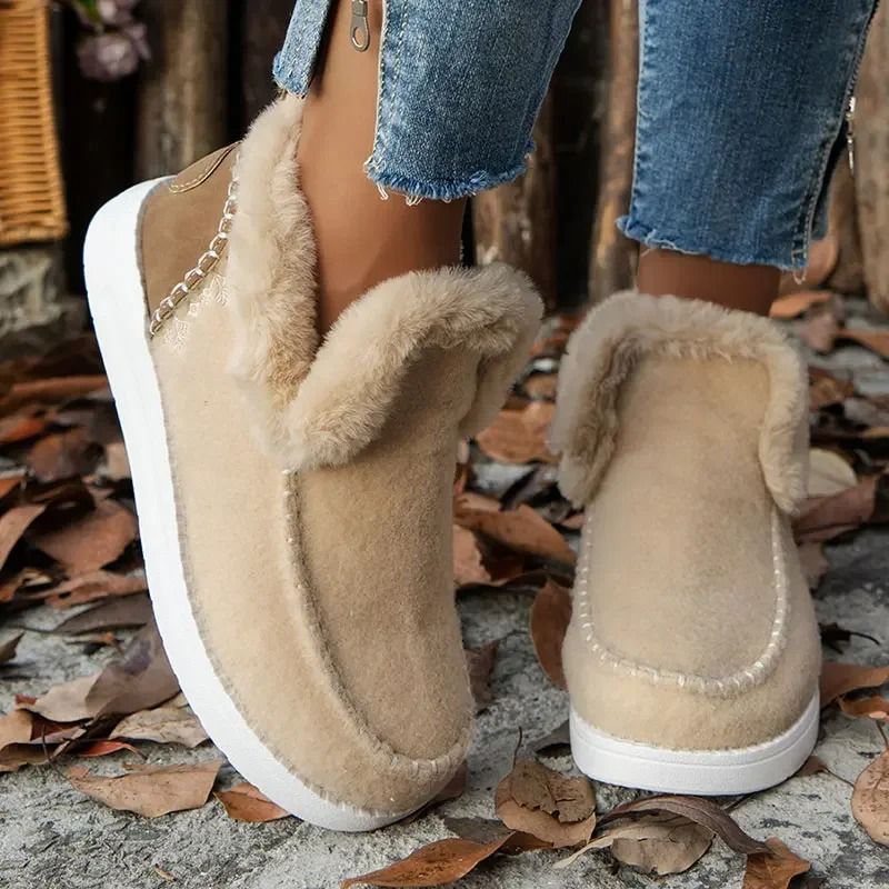 Womens Fur-Lined Winter Ankle Boots Warm Casual Snow Footwear