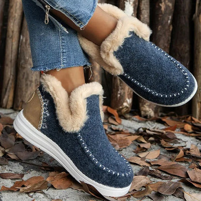 Womens Fur-Lined Winter Ankle Boots Warm Casual Snow Footwear