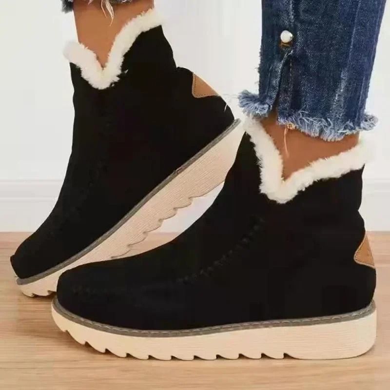 Womens Slip On Platform Snow Boots Warm Ankle Booties