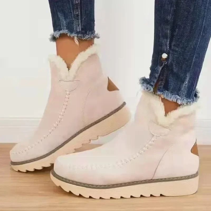 Womens Slip On Platform Snow Boots Warm Ankle Booties