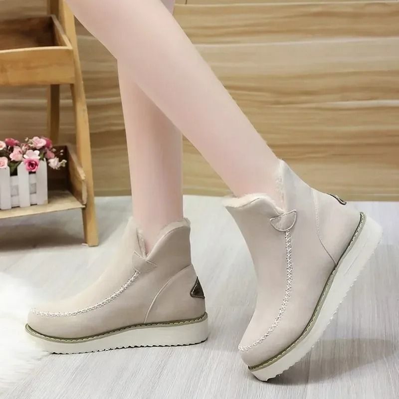 Womens Slip On Platform Snow Boots Warm Ankle Booties