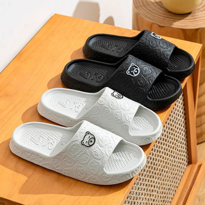 Summer Fashion Slippers with Little Bear Print for Men and Women