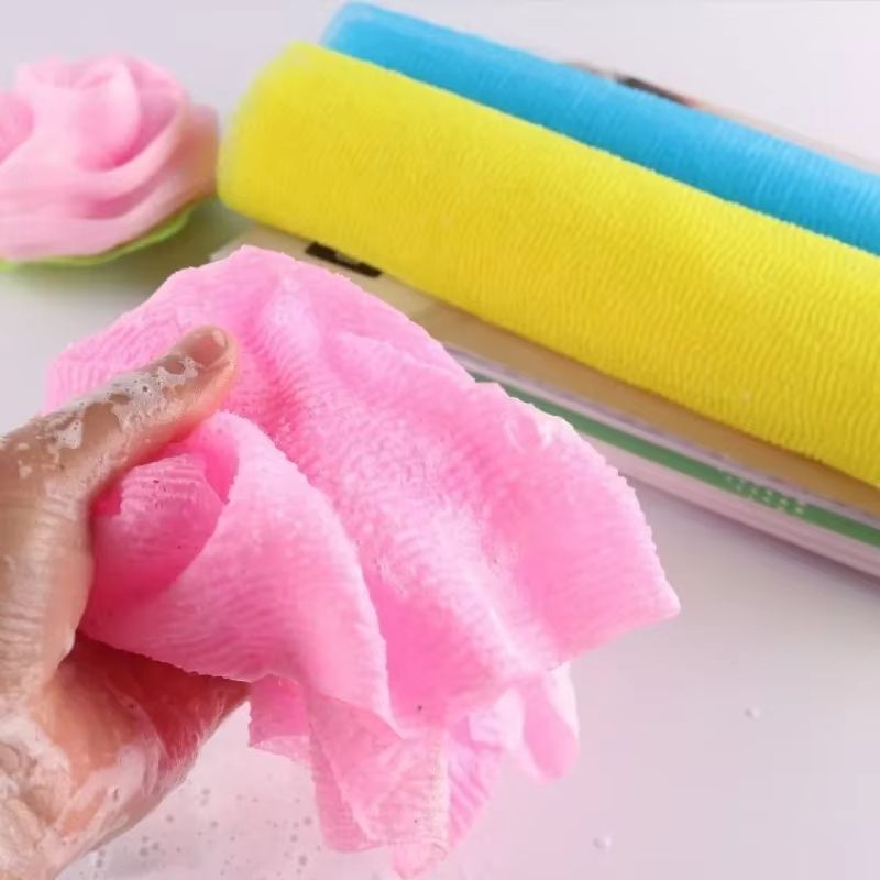 SilkSkin Exfoliating Body Washcloth – Japanese Nylon Bath Towel and Back Scrubber