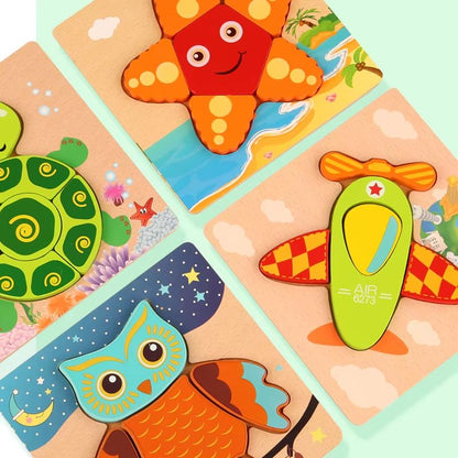 3D Wooden Animal Puzzle – Early Learning Educational Toy for Toddlers & Kids
