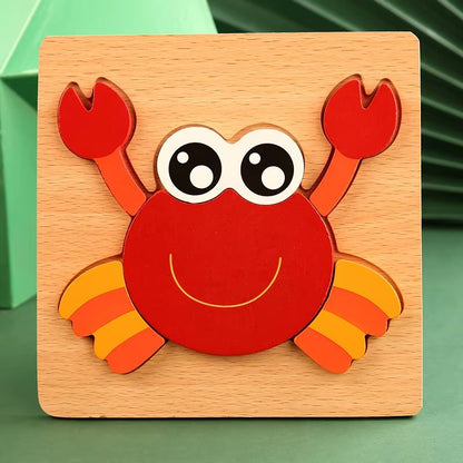 3D Wooden Animal Puzzle – Early Learning Educational Toy for Toddlers & Kids