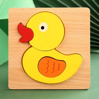 3D Wooden Animal Puzzle – Early Learning Educational Toy for Toddlers & Kids