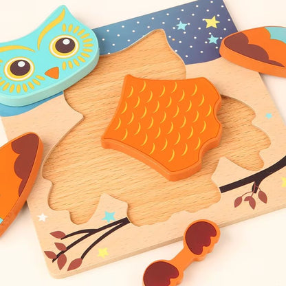 3D Wooden Animal Puzzle – Early Learning Educational Toy for Toddlers & Kids