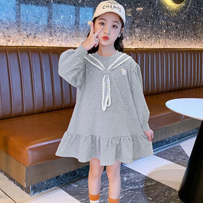 2025 New Girls Princess Dresses, Preppy Style Long Sleeve, Influencer Fashion for Spring and Autumn