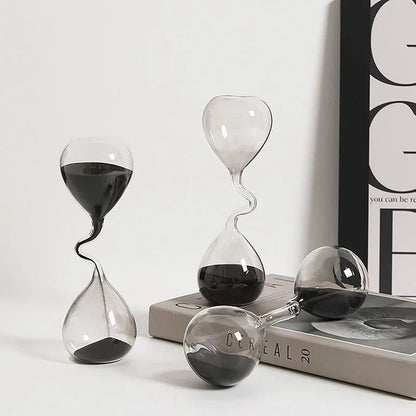 Modern Glass Hourglass Decoration with Elegant Sand Timer Design