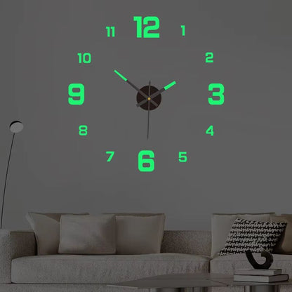 Luminous Digital Wall Clock – Silent DIY 3D Stereo Design for Living Room & Bedroom Decor