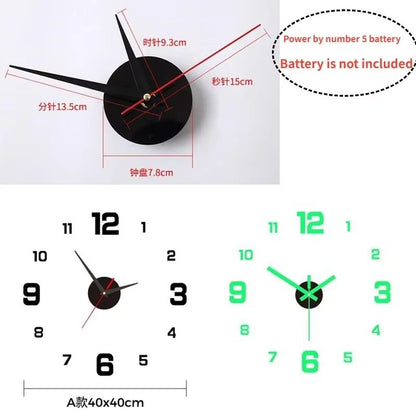 Luminous Digital Wall Clock – Silent DIY 3D Stereo Design for Living Room & Bedroom Decor