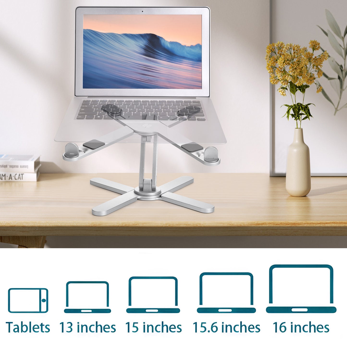 Portable X Type Bracket for Laptop, Foldable Laptop Stand, Adjustable Aluminum Alloy