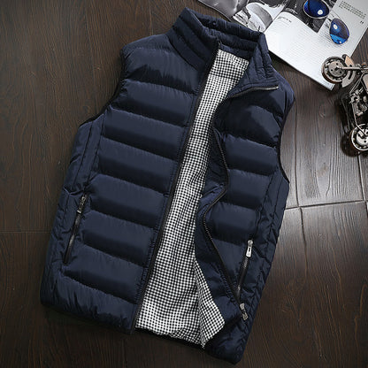Men's Winter Jacket Vest, Windproof Sleeveless Coat, Warm Thicken Down Cotton Waistcoat Gilet for Mens