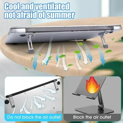 Mini Folding Laptop Stand, Aluminum Alloy Notebook Bracket, 3 Height Adjustment, Portable, Accessories for Macbook Cell