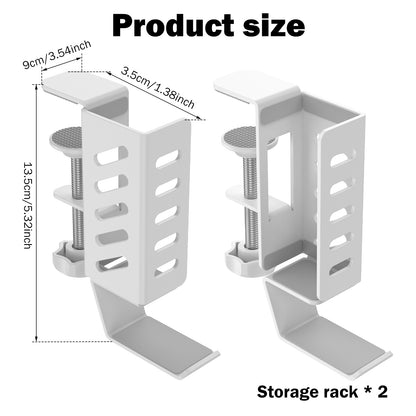 Desk Side Laptop Headphone Mount, 2Pcs Adjustable Hanging Laptop Holder, Space Saving Clamp on Desk for Home, Office