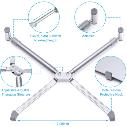 Aluminum Alloy Laptop Stand, Portable Foldable Notebook Riser, PC Holder, Support for Macbook Pro Android 12-17in Laptop