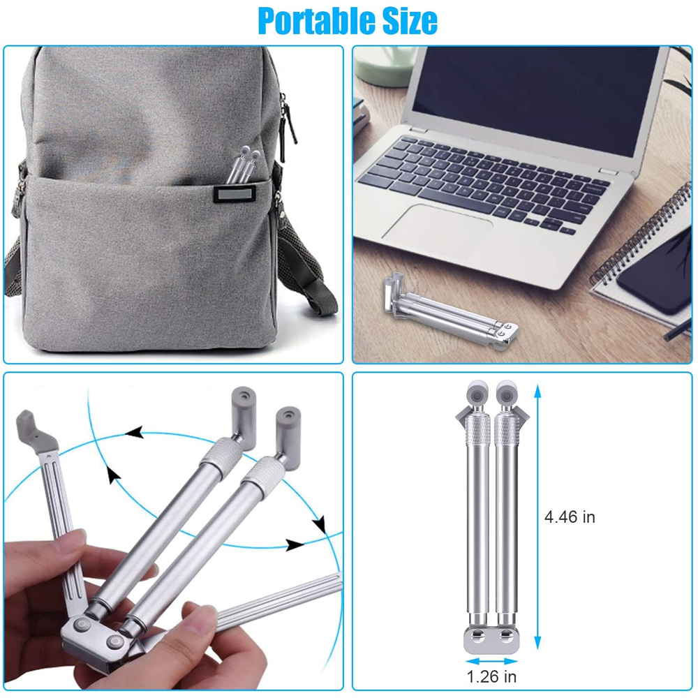 Aluminum Alloy Laptop Stand, Portable Foldable Notebook Riser, PC Holder, Support for Macbook Pro Android 12-17in Laptop
