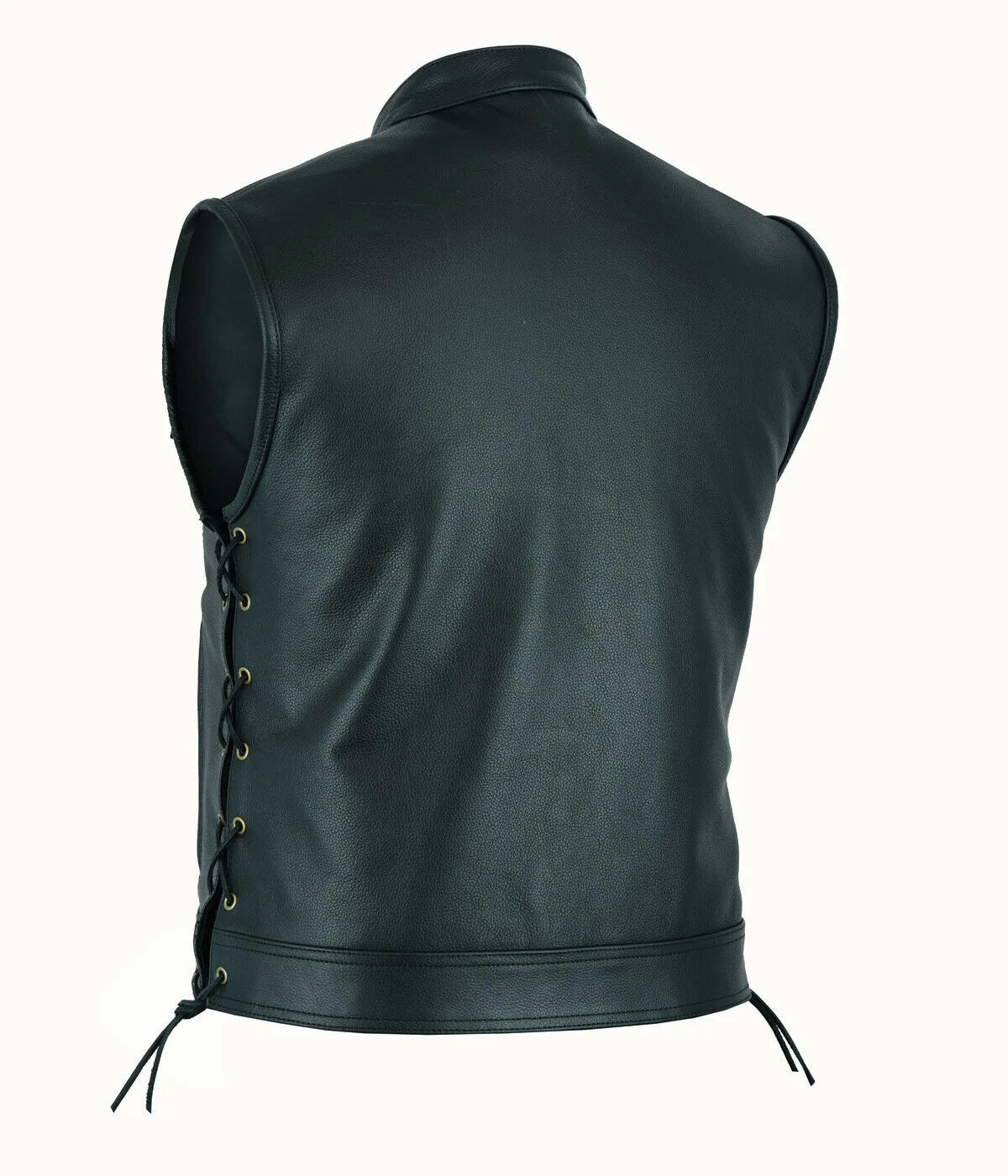 Mens Leather Biker Vest Punk Motorcycle Vest for Rugged Casual Style