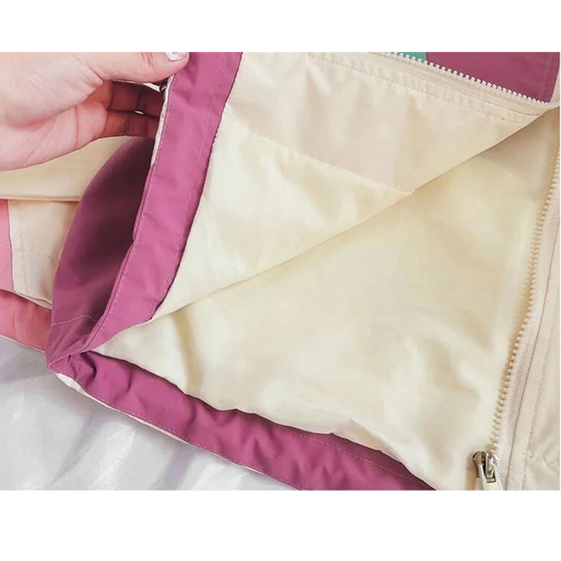 Colorblock Baseball Jacket for Girls, Spring and Autumn Trench Coat, Casual Fashion Outerwear for Children 2-10Years