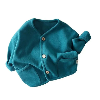 Autumn Style Cardigan for Kids, Loose Fit, Long Sleeve, Pure Cotton Casual Jacket, Solid Color Top for Boys and Girls