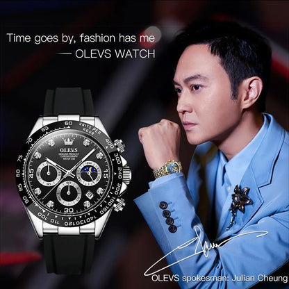 Olevs 2875 Luxury Men Watch Quartz Waterproof Luminous Sport Chronograph