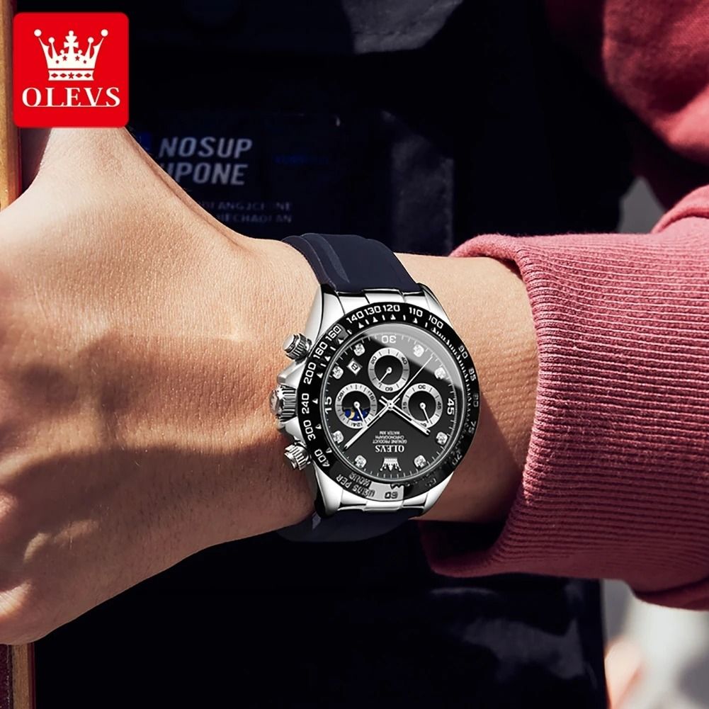 Olevs 2875 Luxury Men Watch Quartz Waterproof Luminous Sport Chronograph