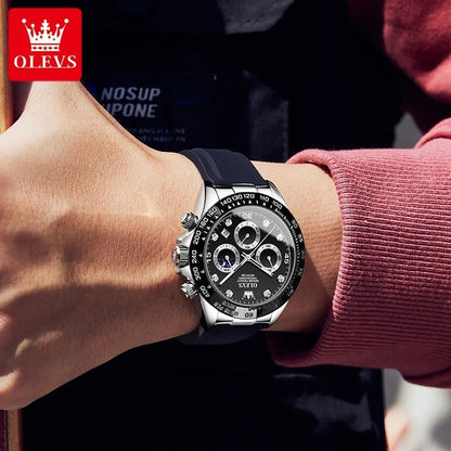 Olevs 2875 Luxury Men Watch Quartz Waterproof Luminous Sport Chronograph